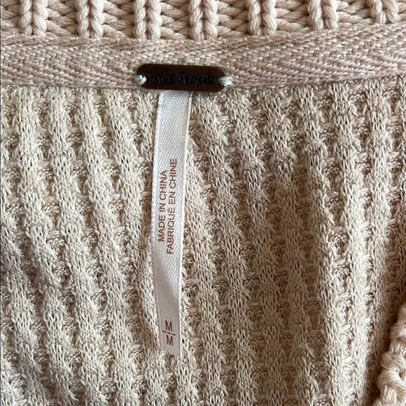 Free People Striped V-Neck Oversized Teddy Sweater - Burnt Orange and Cream - Picture 2 of 3